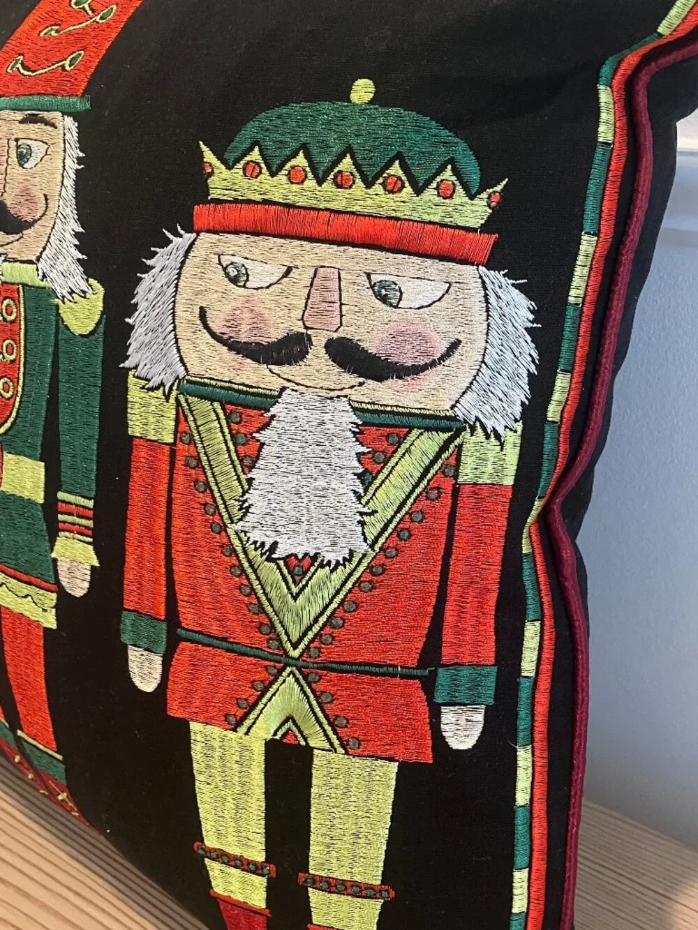 RAZ Imports Embroidered Nutcracker Pillow Cover Christmas Decor
